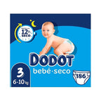 Fraldas Dodot Bebé Seco - fraldas tamanho 3 (6-10 kg) - pacote com 186 fraldas