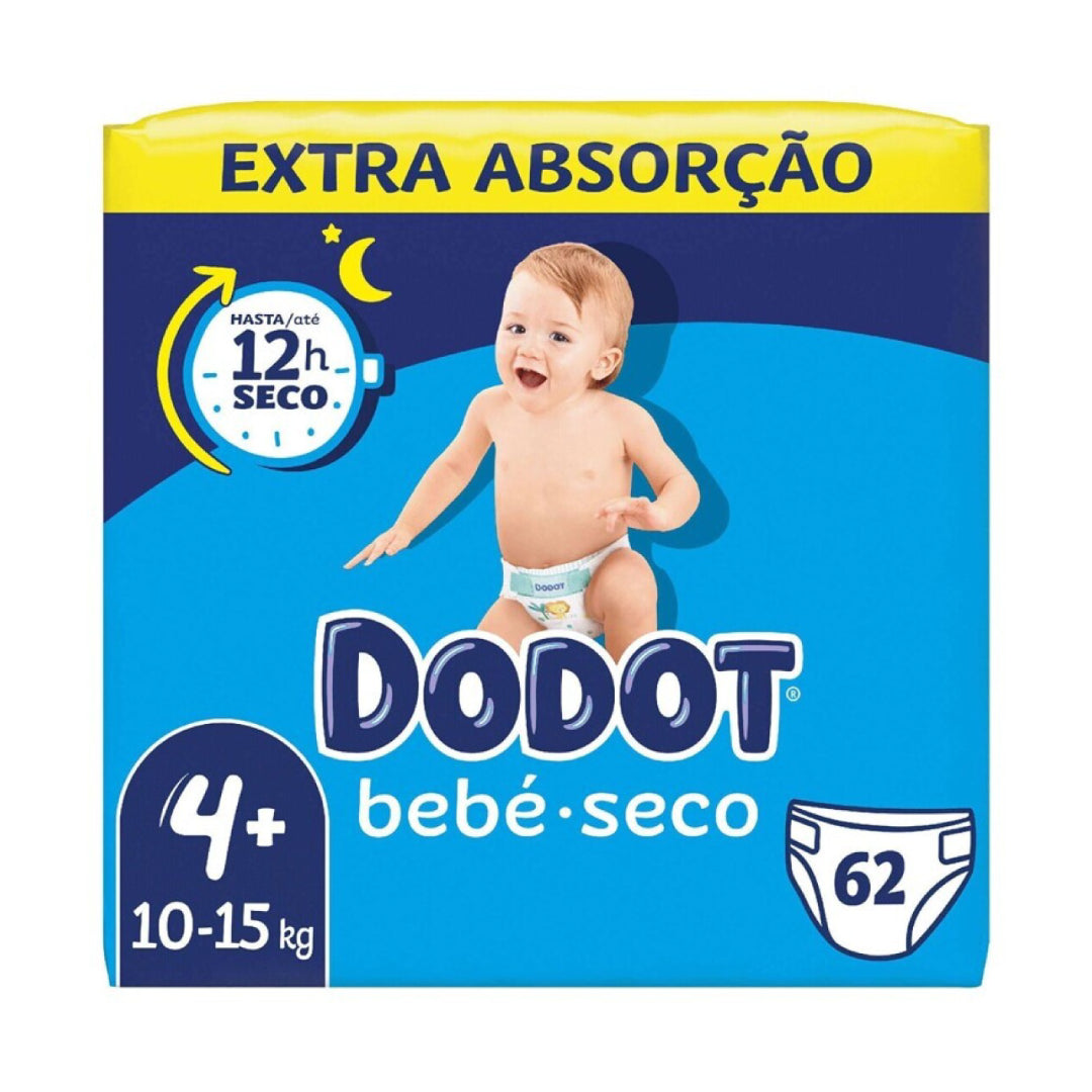 Fraldas Dodot Bebé Seco Extra Absorção T4+ - 10-15Kg - 62un