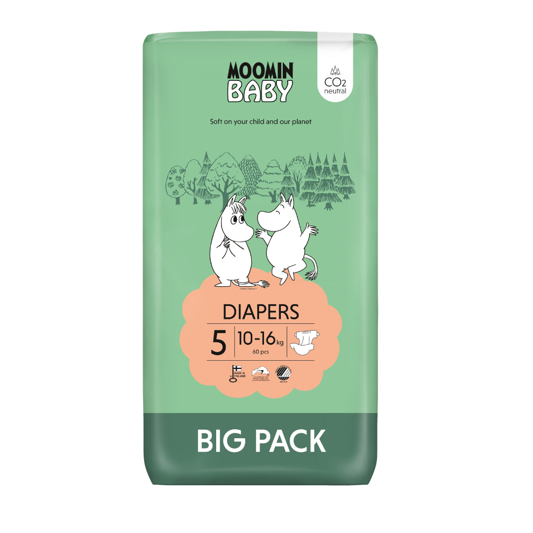 Fraldas de Bebé MOOMIN BABY T5 - 60 un Big Pack | 10-16Kg