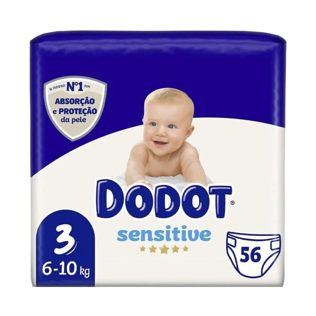Fraldas Sensitive Dodot T3 6-10kg - 56un