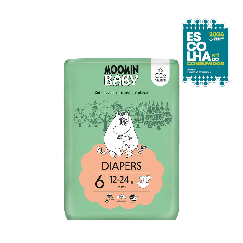 Fraldas de Bebé MOOMIN BABY T6 - 34 un | 12-24Kg