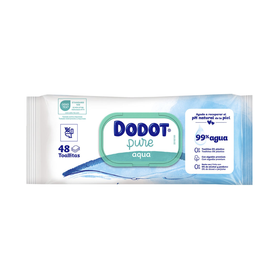 Toalhitas Dodot Bebé Aqua Pure 0%Plástico 48un