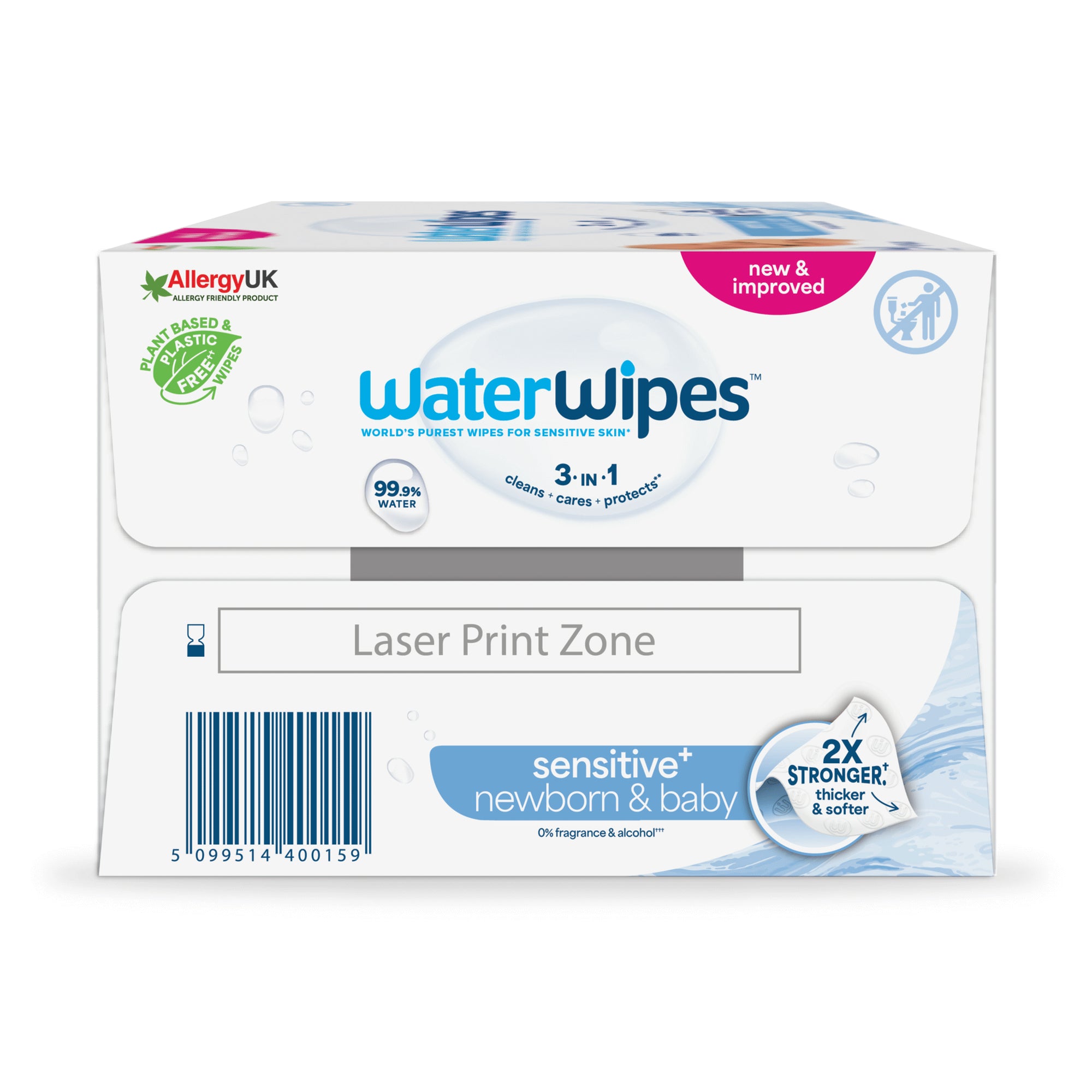 Toalhitas WaterWipes Sensitive+ - Toalhitas de Limpeza Bio | 9x60 - 540unidades