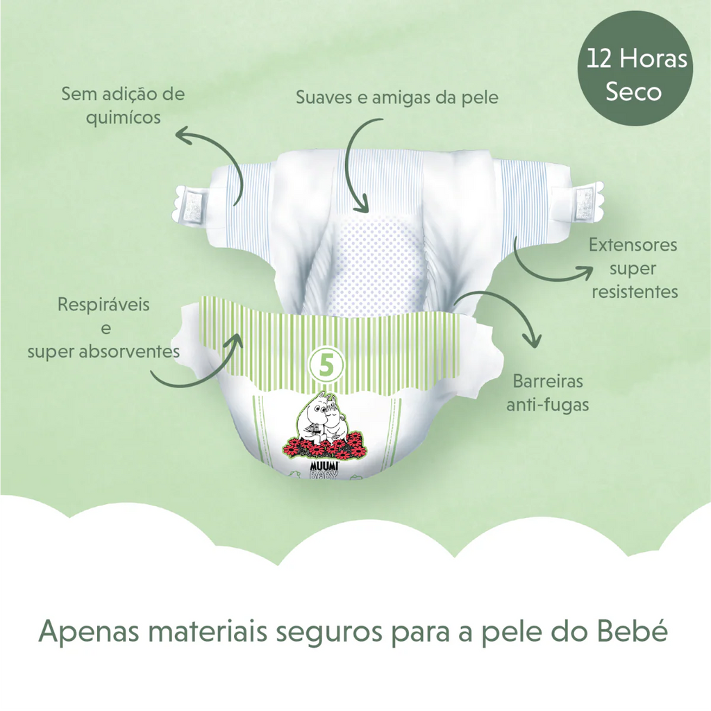 Fraldas de Bebé MOOMIN BABY T5 - 60 un Big Pack | 10-16Kg