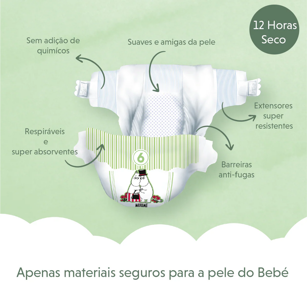 Fraldas de Bebé MOOMIN BABY T6 - 34 un | 12-24Kg