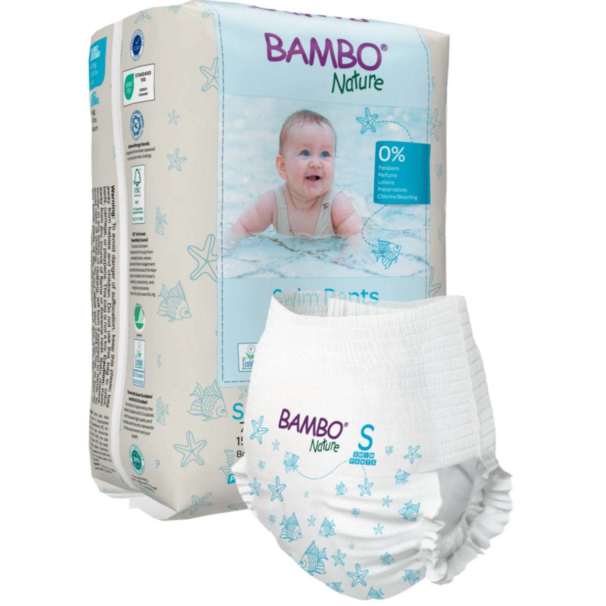 Fraldas de banho Bambo Nature Swim S 12un (7-12 kg)